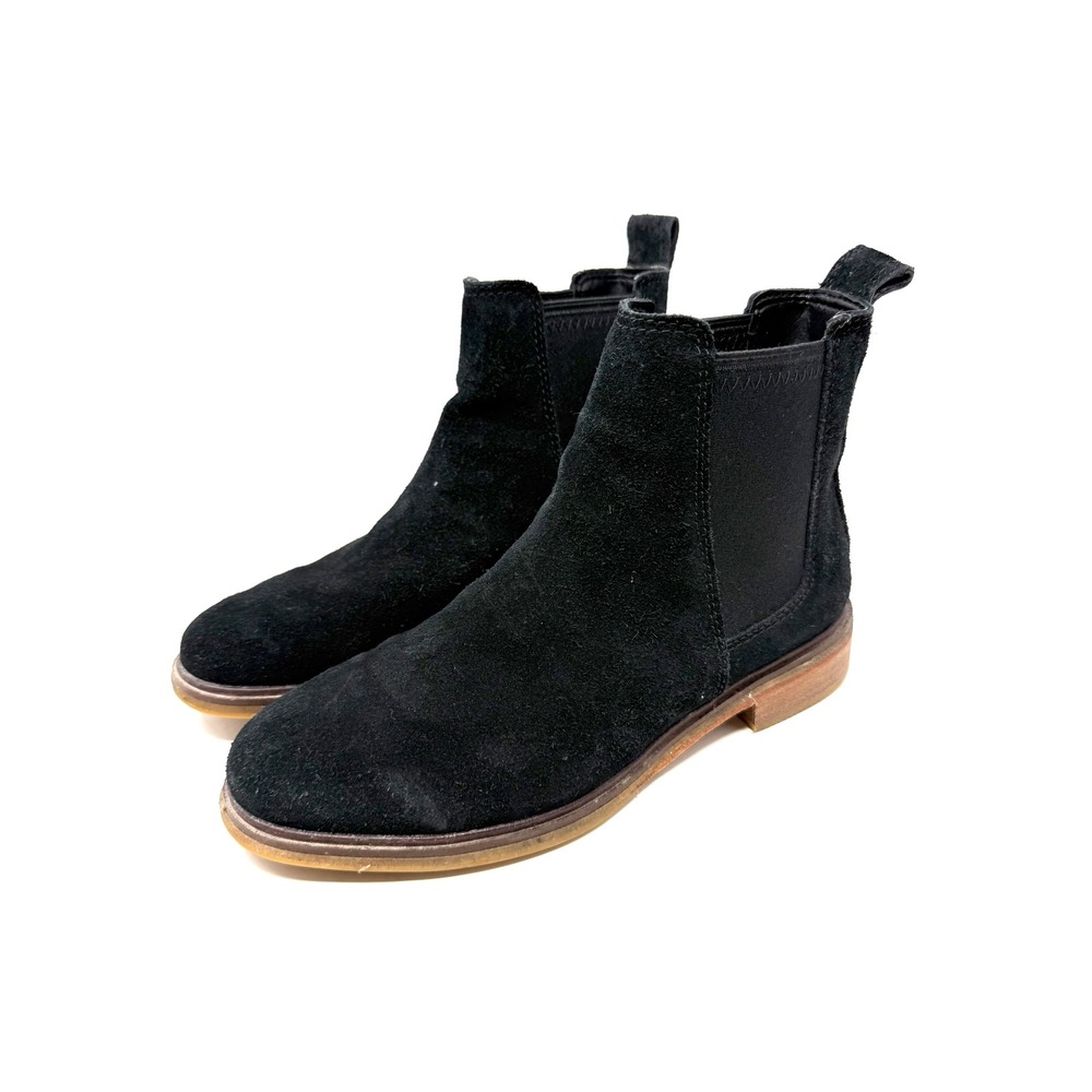 Clarks Clarkdale Arlo Black Suede Chelsea Boots Ankle Pull On‎ Low Block Heel 8